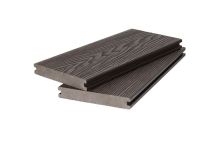 Двухсторонняя полнотелая террасная доска с 3D фактурой дерева POLIVAN GROUP SINGARAJA темно-коричневая.