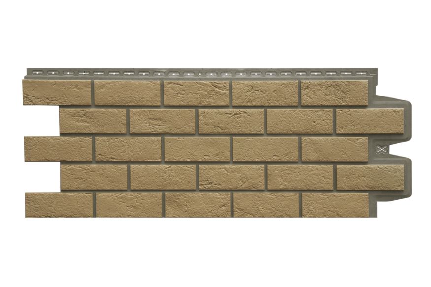 Фасадная панель Grand Line, Состаренный кирпич Design Plus, Солома (Темно-бежевый шов) купить в Нижнем Новгороде