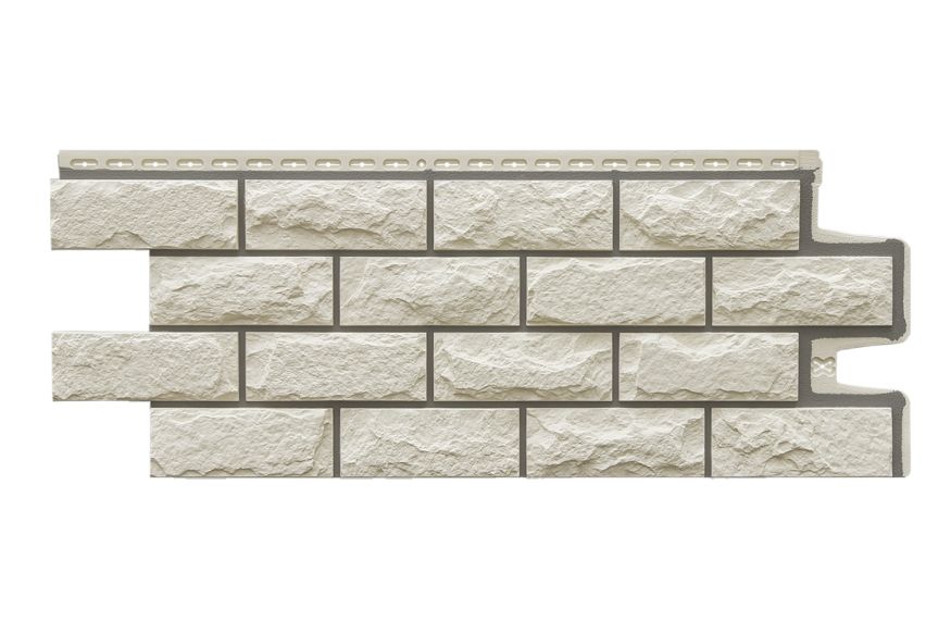 Фасадные панели Grand Line, Колотый камень Design, Молочный (шов RAL 7006) купить в Нижнем Новгороде
