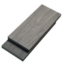 Террасная доска Bruggan Multicolor из ДПК, полнотелая, 160 мм, серого цвета.