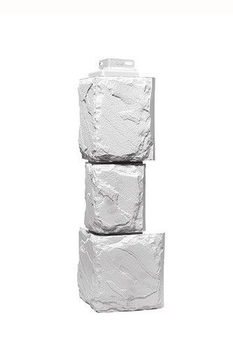 Угол Фасадного Сайдинга «Крупный Камень» Мелованный Белый купить в Нижнем Новгороде