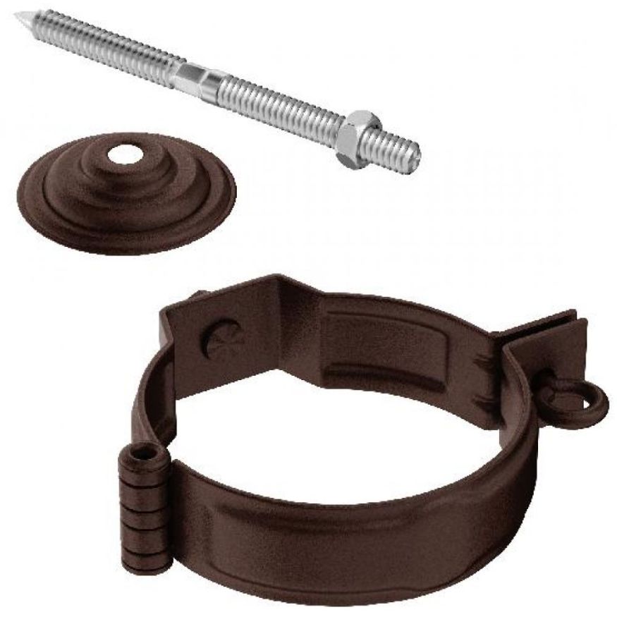 Декоративный хомут для трубы Aquasystem с креплением, RAL 8017 Коричневый матовый 125/90 купить в Нижнем Новгороде