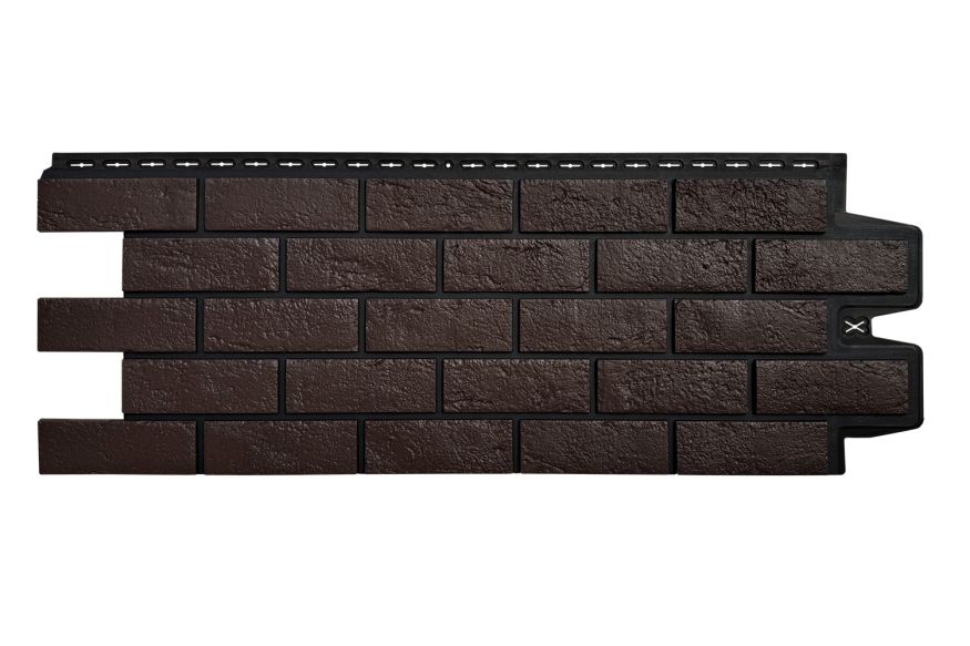 Фасадная панель Grand Line, Состаренный кирпич Design, Шоколадный, шов RAL 9005 купить в Нижнем Новгороде