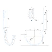 Крюк длинный усиленный модернизированный с комплектом крепления Aquasystem, PU MATT, RAL 7024 Тёмно-серый 150/100
